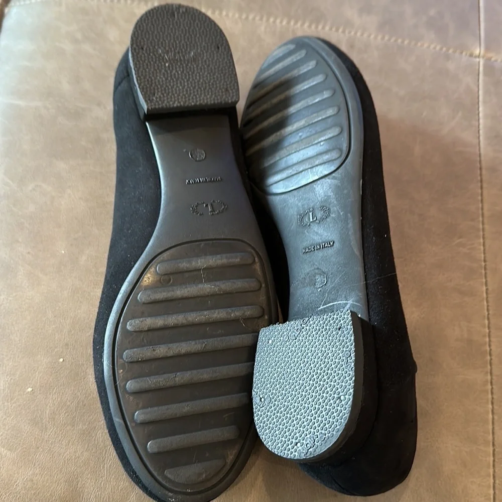 Sesto Meuuci Black Suede Embellished Slip-On Loafers Size 8